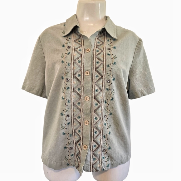 Koret Tops - Koret- Embroidery Button Down Shirt